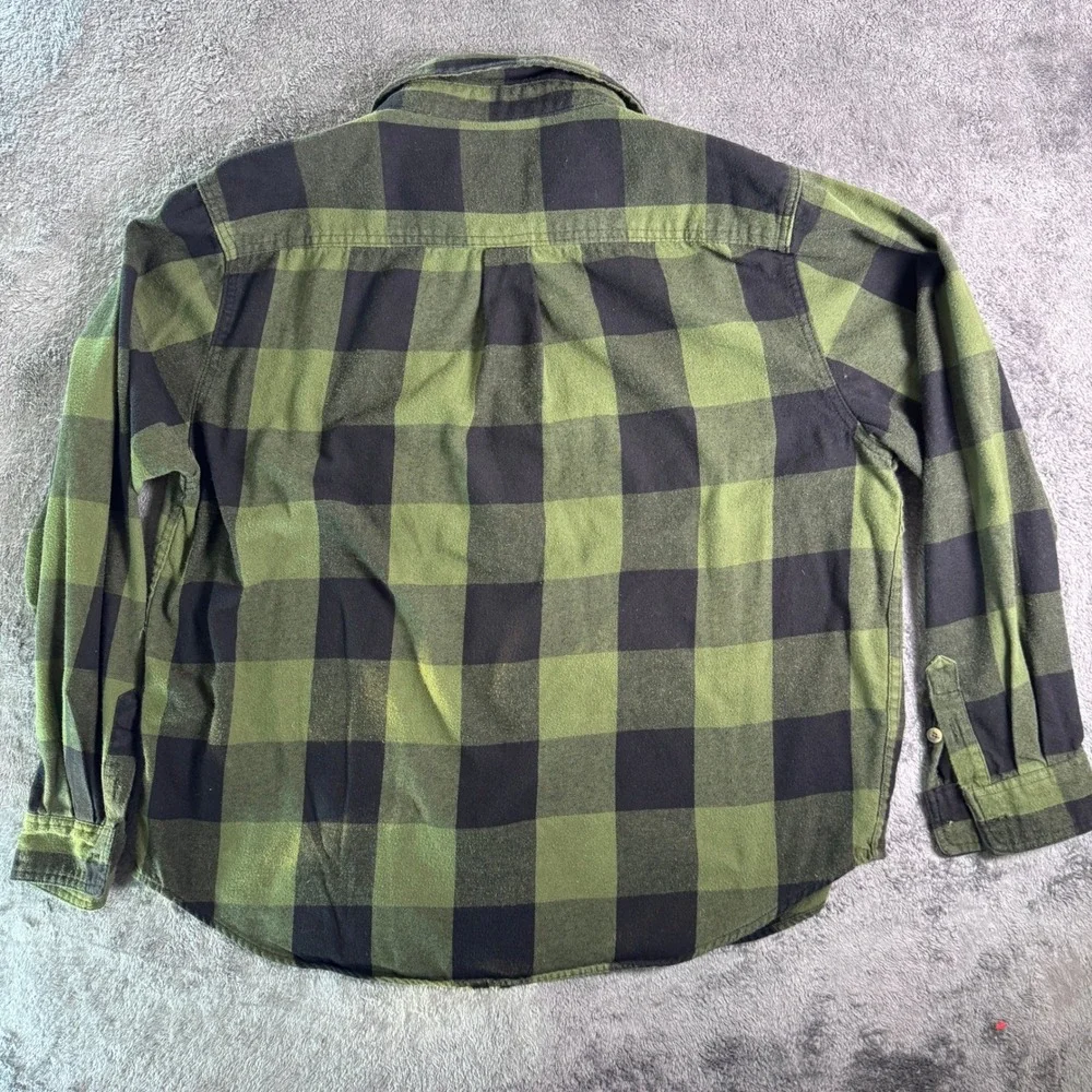 Old Mill Mens 2XL Flannel Shirt Green Black Buffalo Plaid Long Sleeve Button Up - Picture 5 of 5